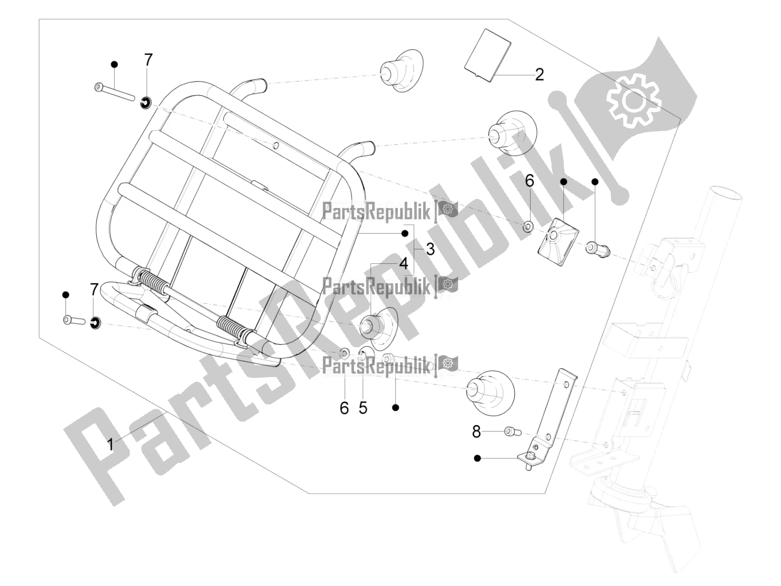 Todas as partes de Bagageiro Dianteiro do Vespa Primavera 50 4T 3V 2018