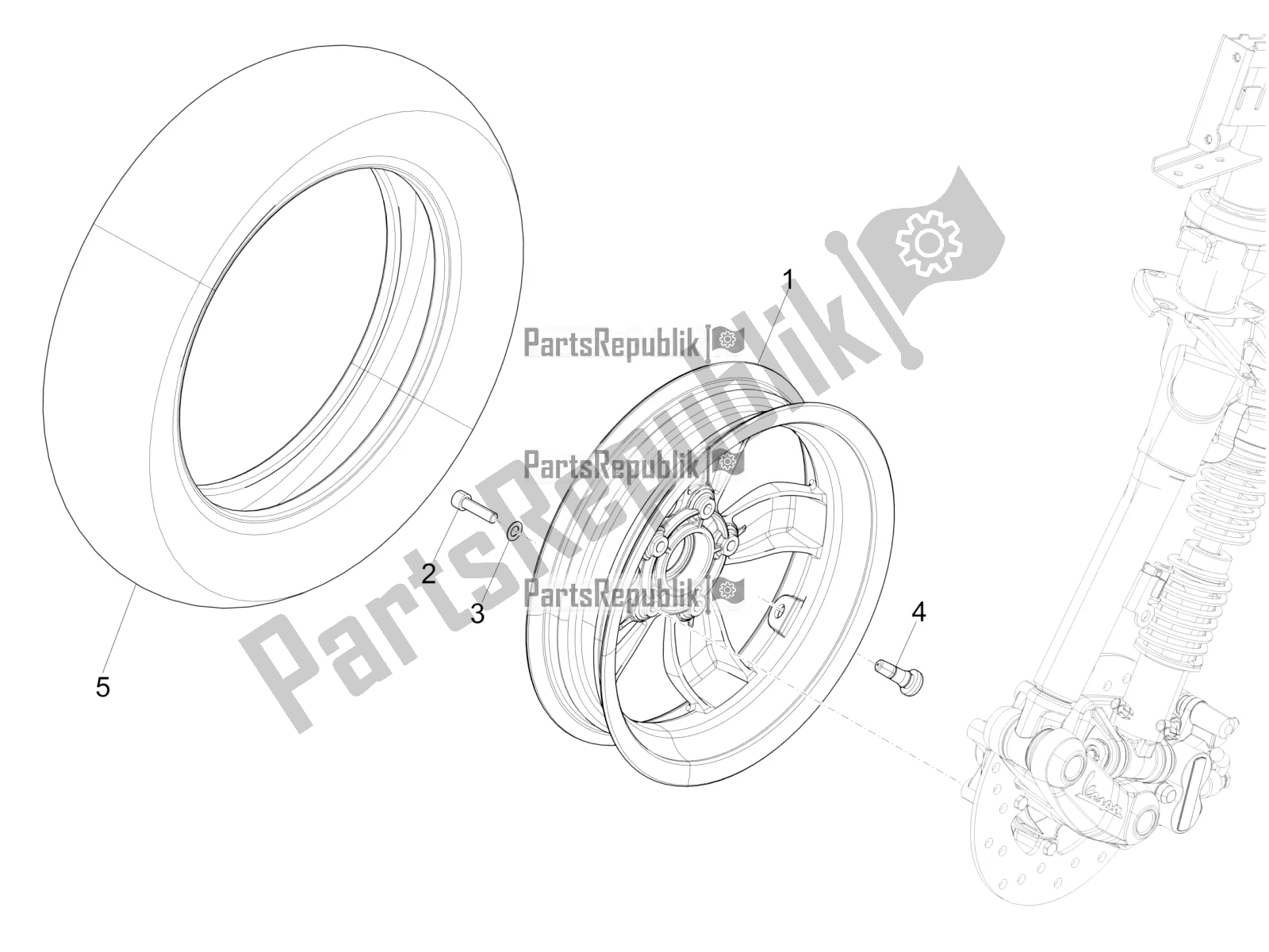 Toutes les pièces pour le Roue Avant du Vespa Primavera 50 4T 3V 2018