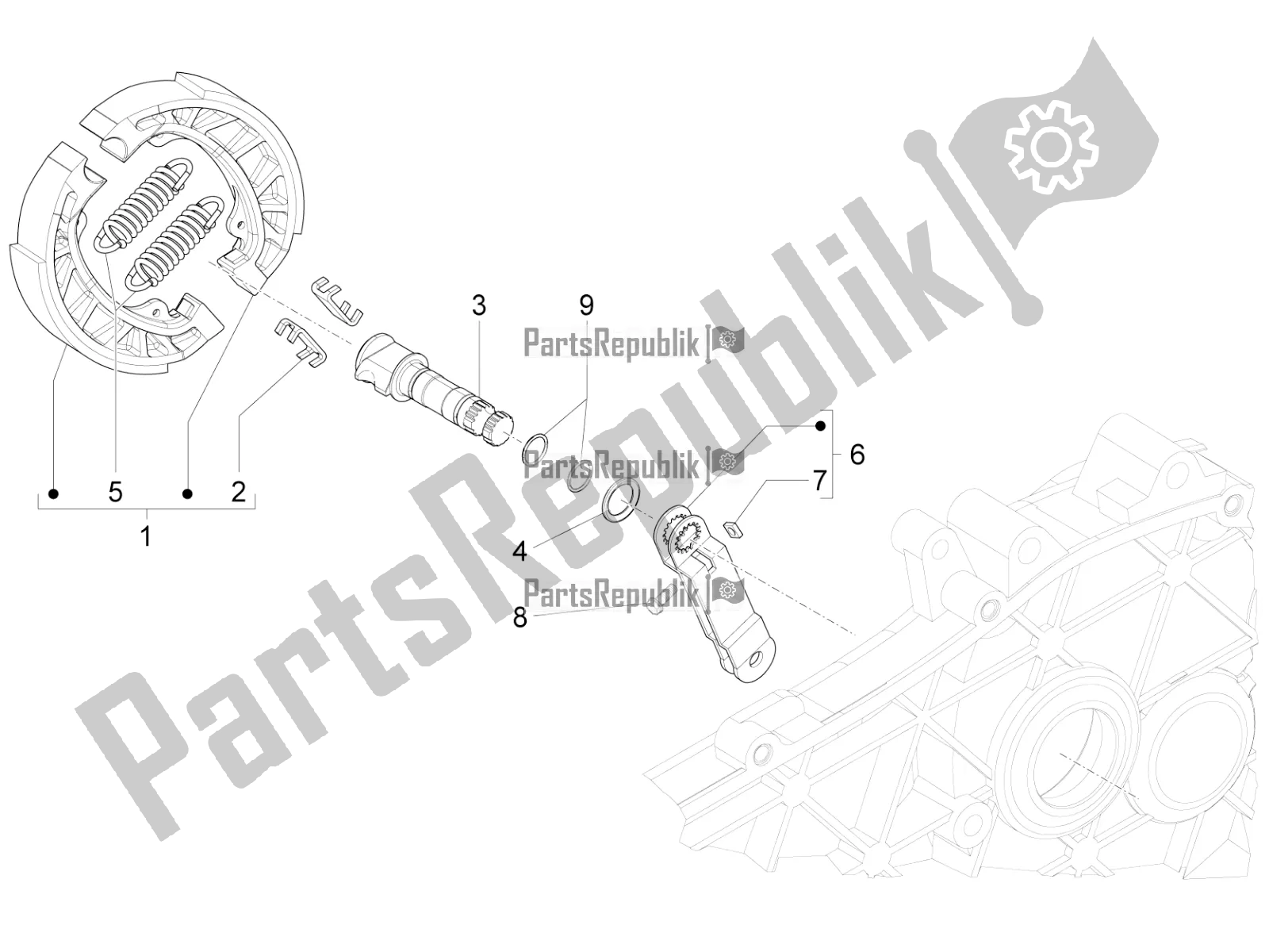 All parts for the Rear Brake - Brake Jaw of the Vespa Primavera 50 4T 3V 2018