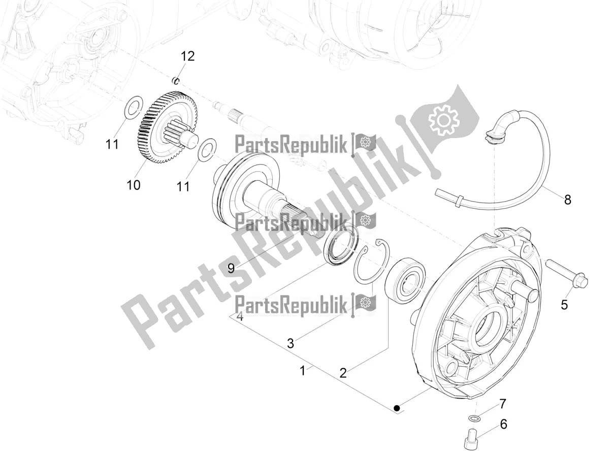 All parts for the Reduction Unit of the Vespa Primavera 50 4T 3V 2018