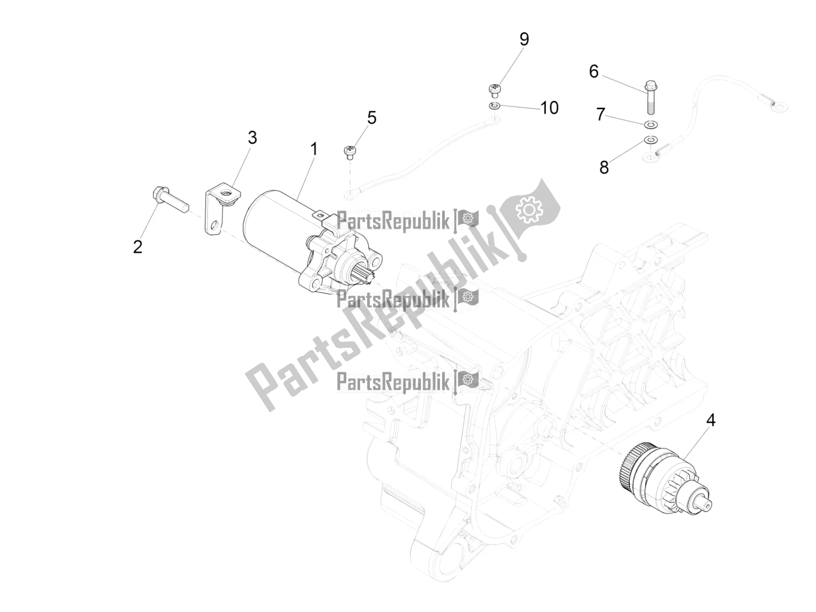 All parts for the Stater - Electric Starter of the Vespa Primavera 50 4T 3V 2018