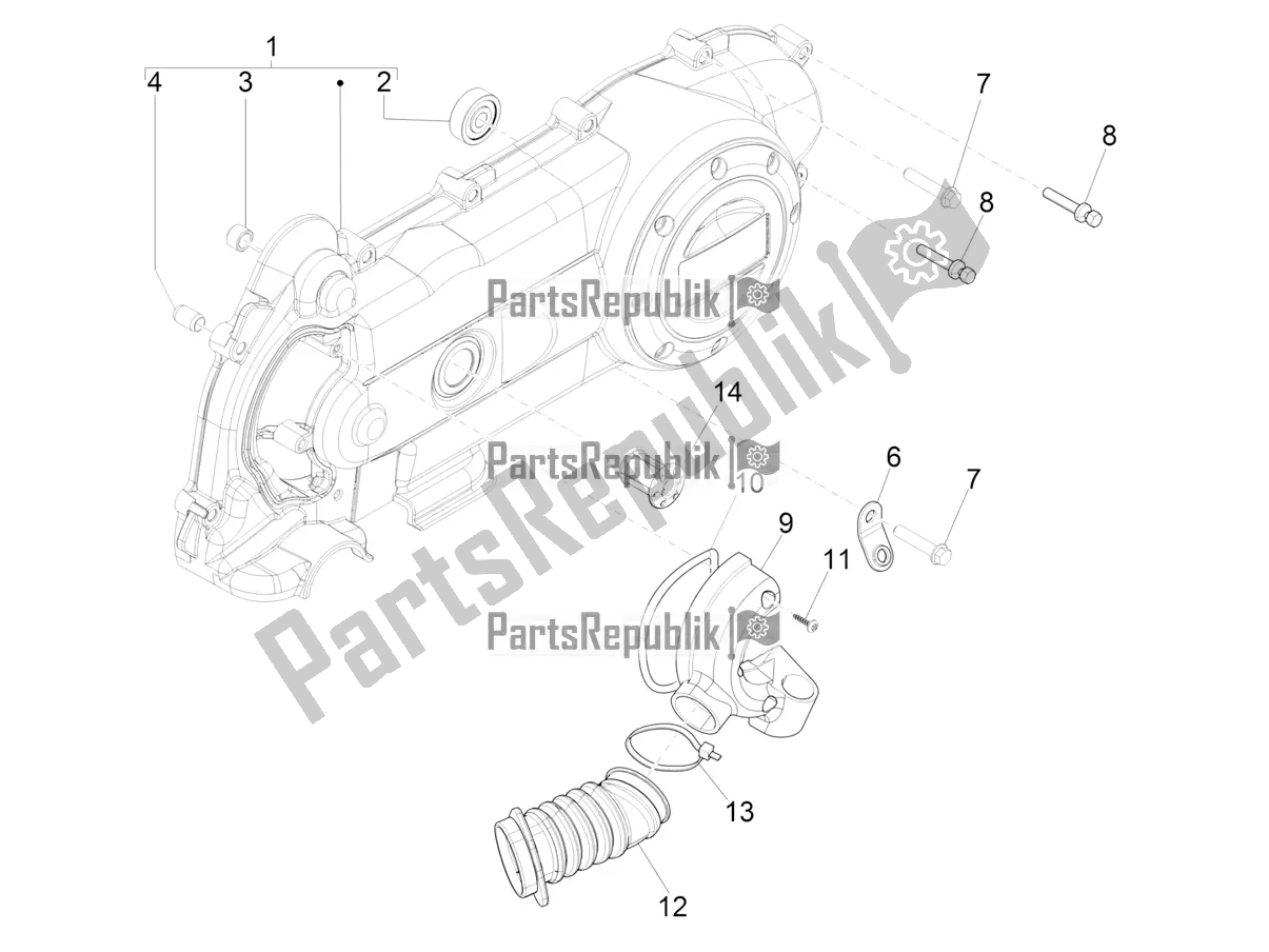 Todas las partes para Tapa Del Cárter - Enfriamiento Del Cárter de Vespa Primavera 50 4T 3V 2019