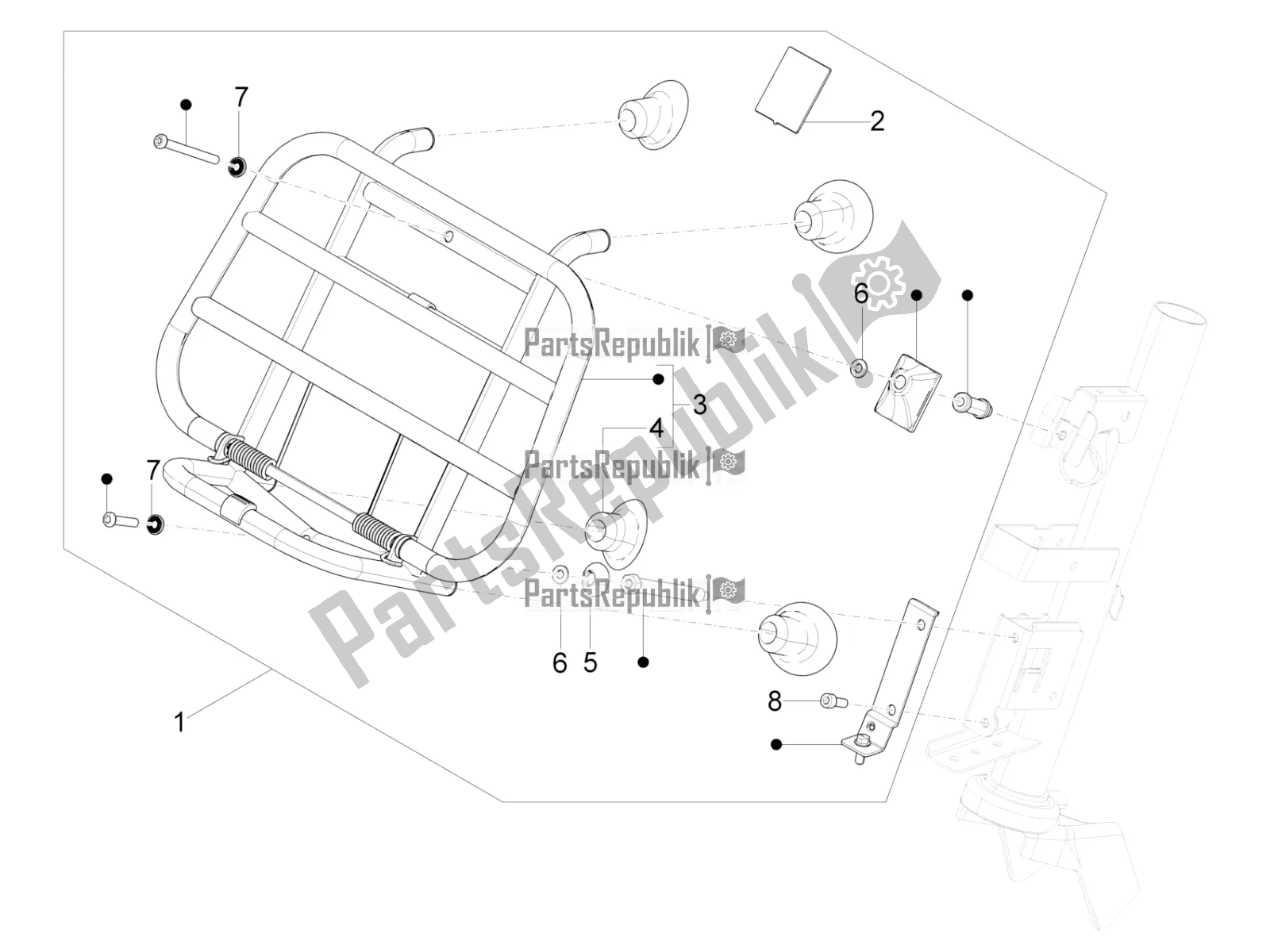 Tutte le parti per il Portapacchi Anteriore del Vespa Primavera 50 4T 3V 2019