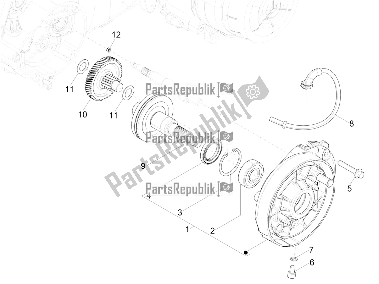 All parts for the Reduction Unit of the Vespa Primavera 50 4T 3V 2019