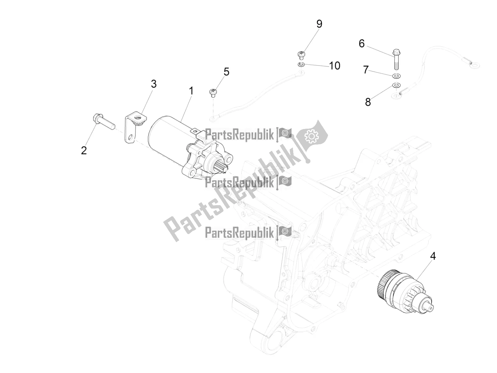 Toutes les pièces pour le Stater - Démarreur électrique du Vespa Primavera 50 4T 3V 2019