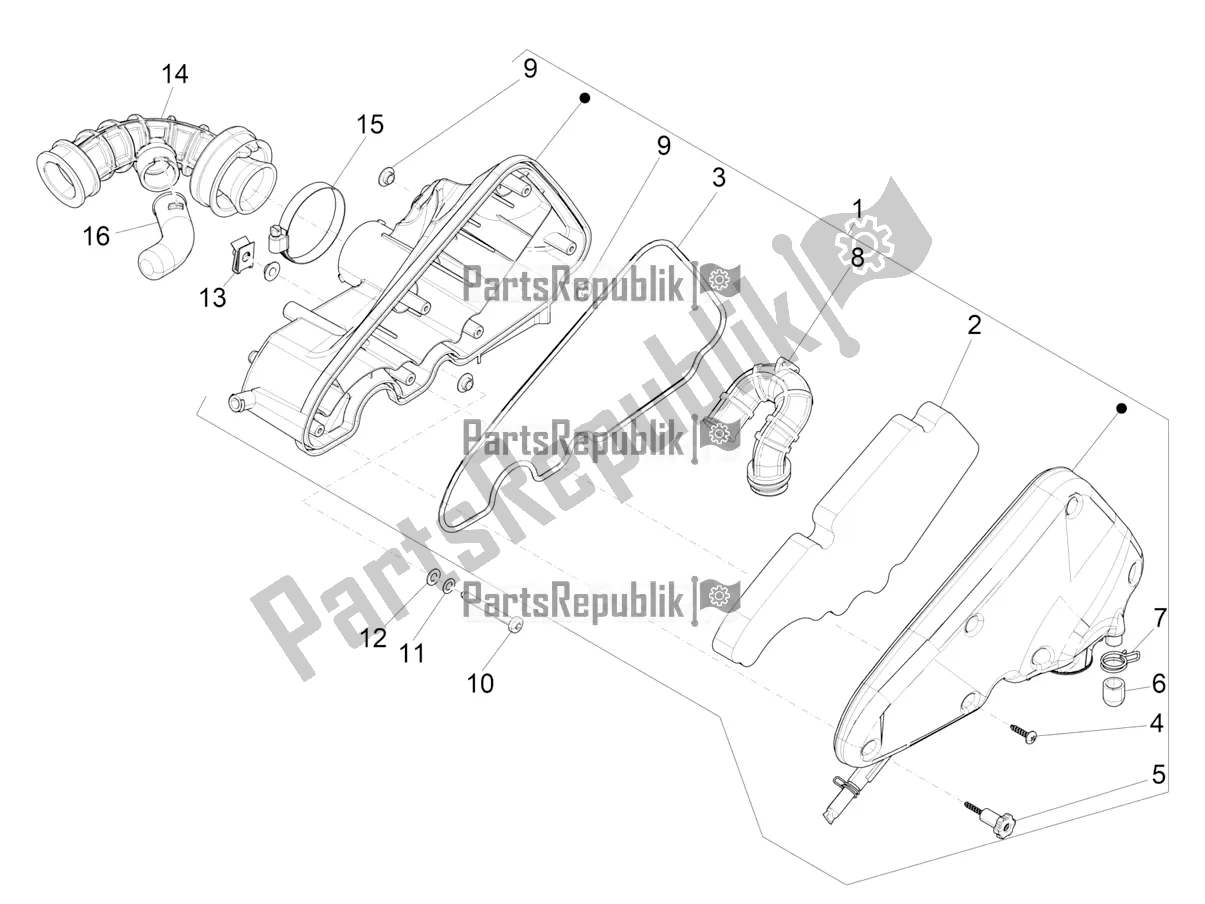 All parts for the Air Filter of the Vespa Primavera 50 4T 3V 2020