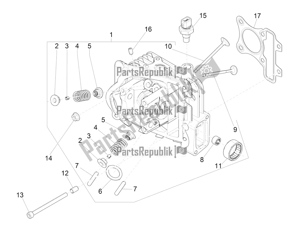 Todas as partes de Cylinder Head Unit - Valve do Vespa Primavera 50 4T 3V 2020