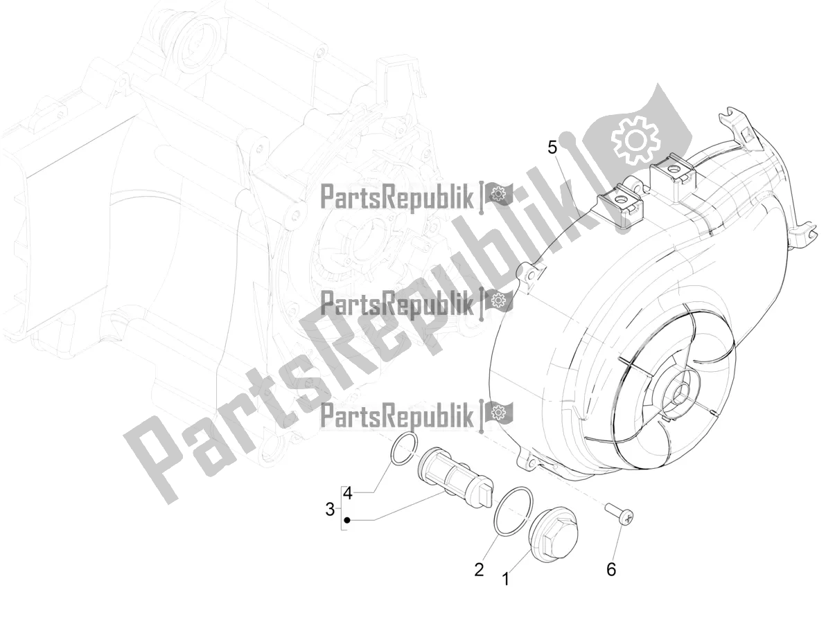 All parts for the Flywheel Magneto Cover - Oil Filter of the Vespa Primavera 50 4T 3V 2020