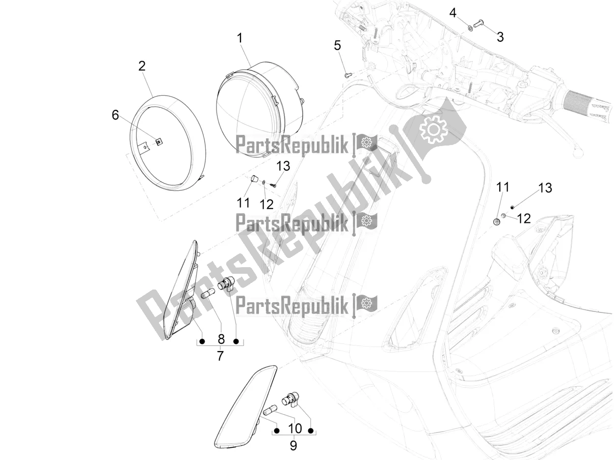 Toutes les pièces pour le Phares Avant - Clignotants du Vespa Primavera 50 4T 3V 2020