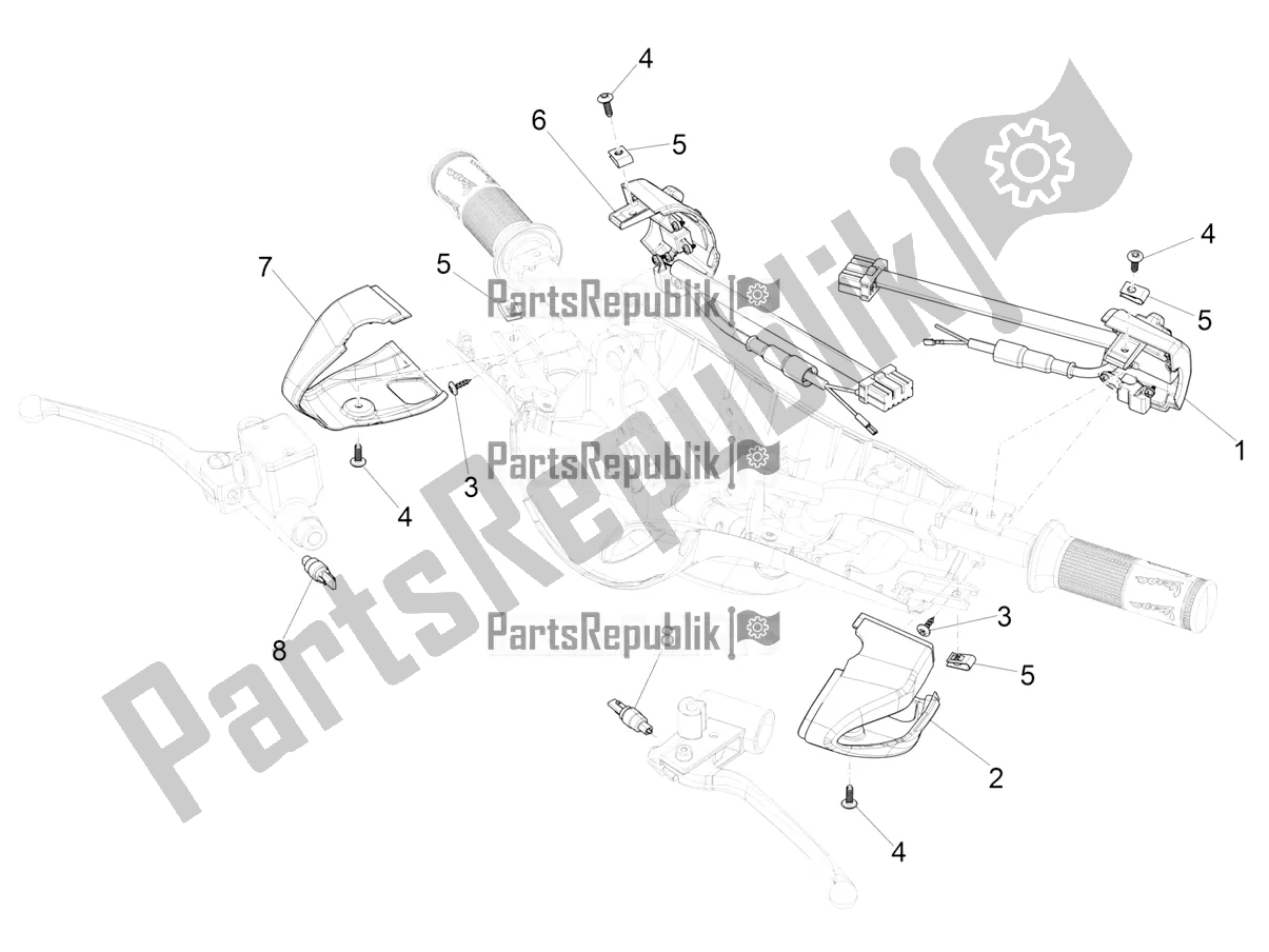 Alle onderdelen voor de Keuzeschakelaars - Schakelaars - Knoppen van de Vespa Primavera 50 4T 3V 2020