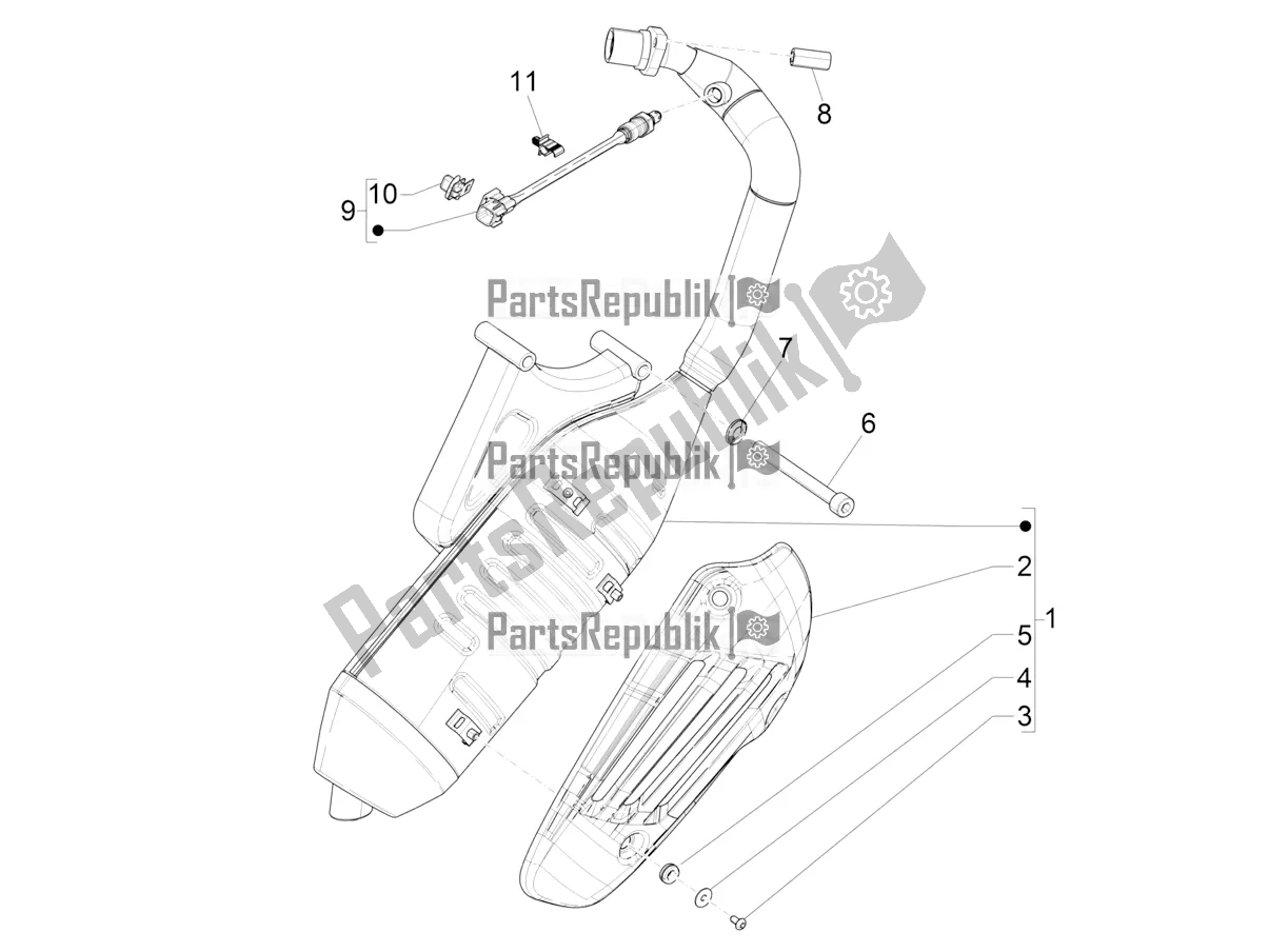 Todas as partes de Silenciador do Vespa Primavera 50 4T 3V 2020