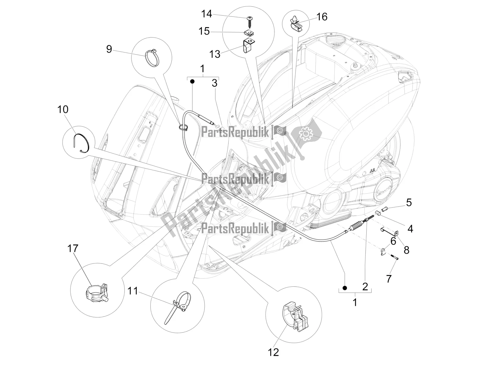 All parts for the Transmissions of the Vespa Primavera 50 4T 3V 2020