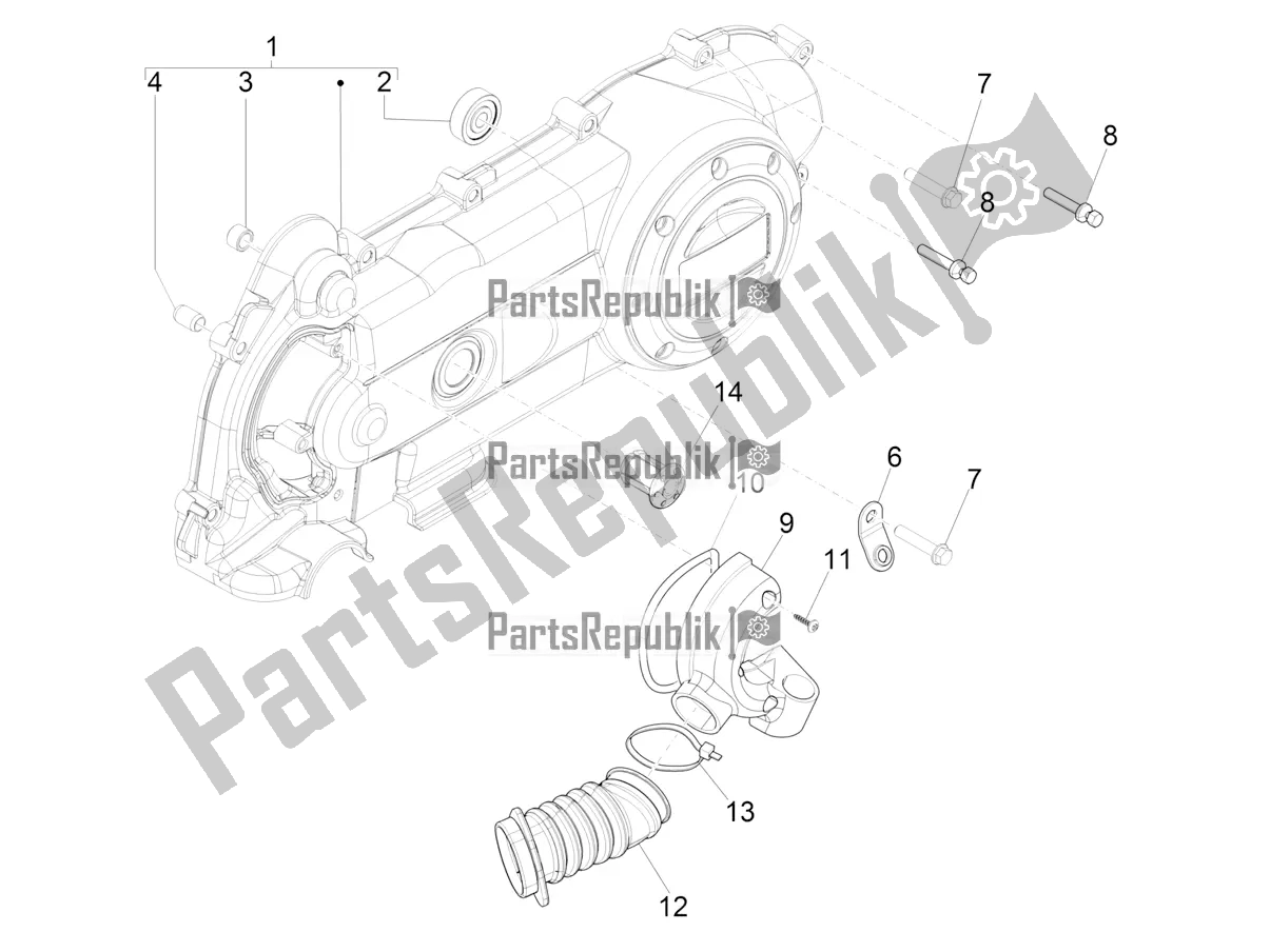 Toutes les pièces pour le Couvercle De Carter - Refroidissement Du Carter du Vespa Primavera 50 4T 3V 2021