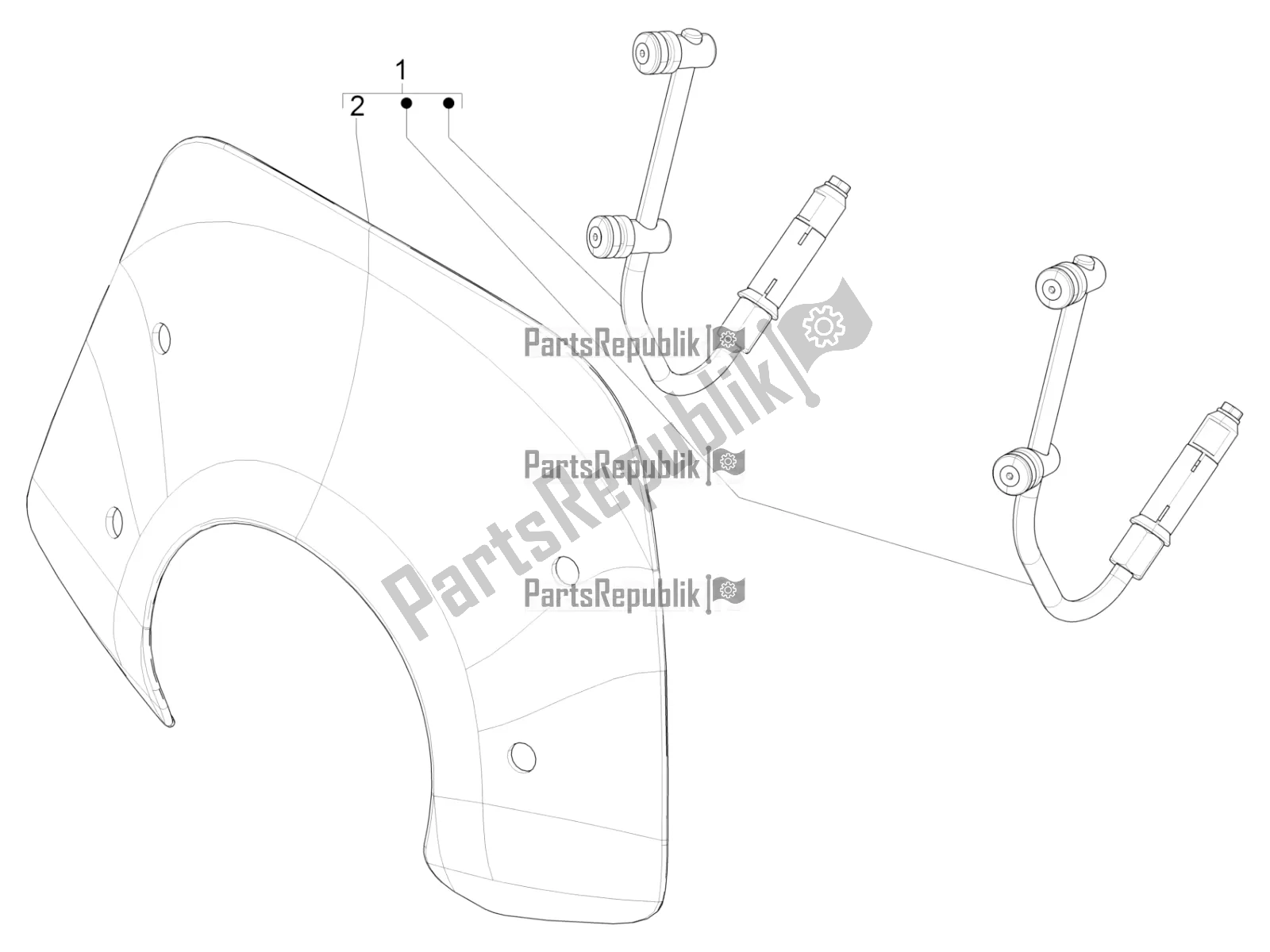 Toutes les pièces pour le Pare-brise - Verre du Vespa Primavera 50 4T 3V 2021