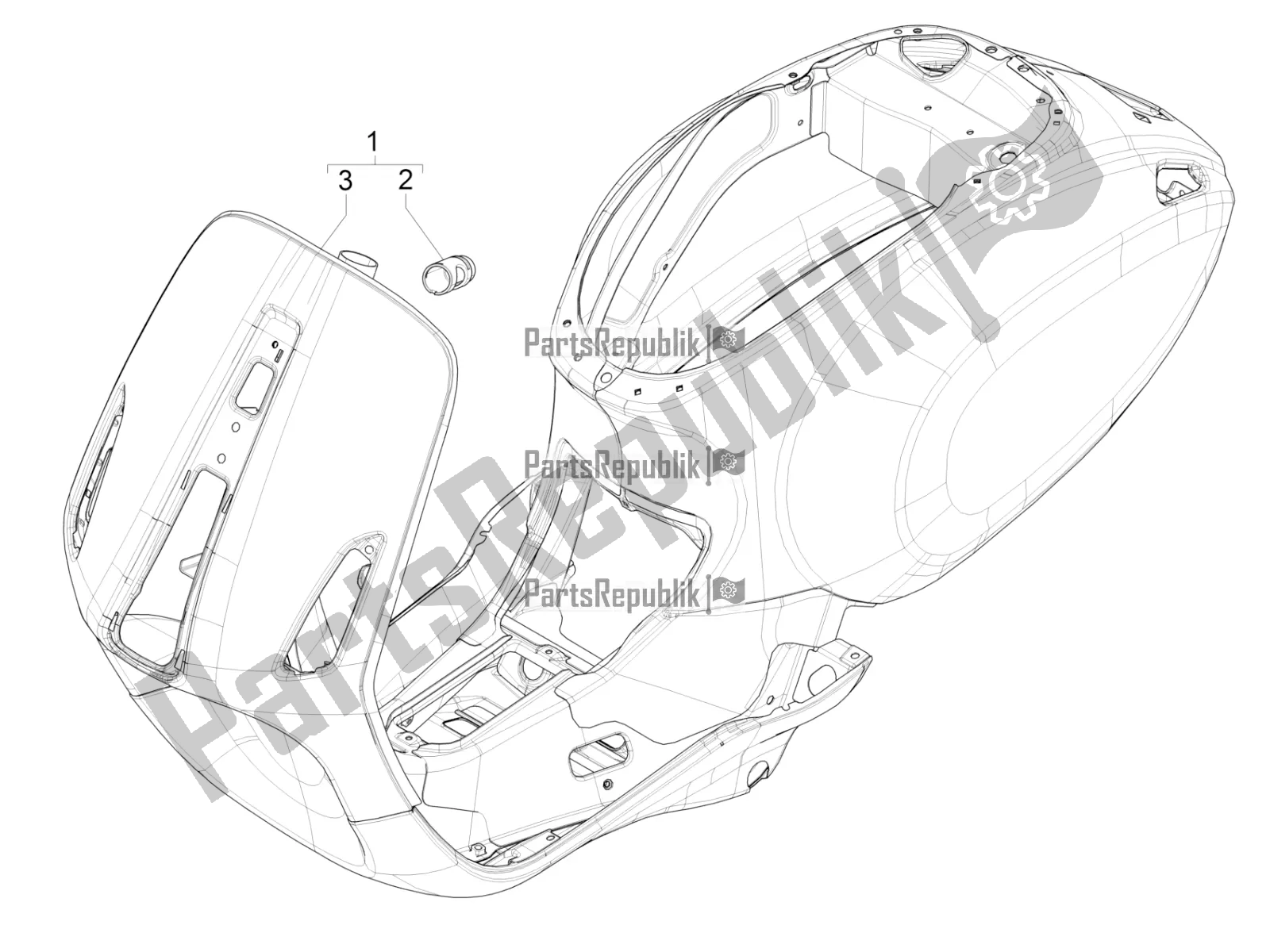 All parts for the Frame/bodywork of the Vespa Primavera 50 4T 3V 2022
