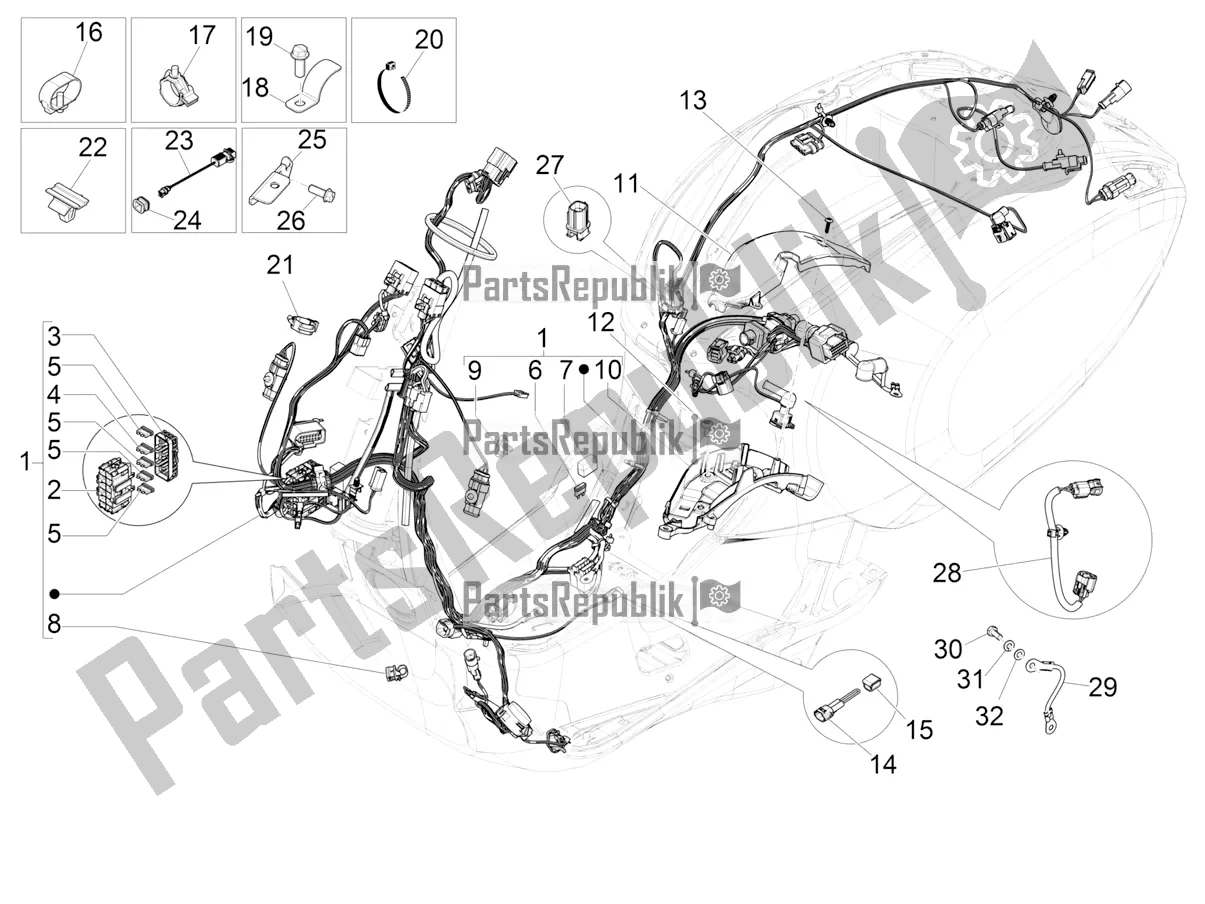 Tutte le parti per il Cablaggio Principale del Vespa Primavera 50 4T 3V 2022