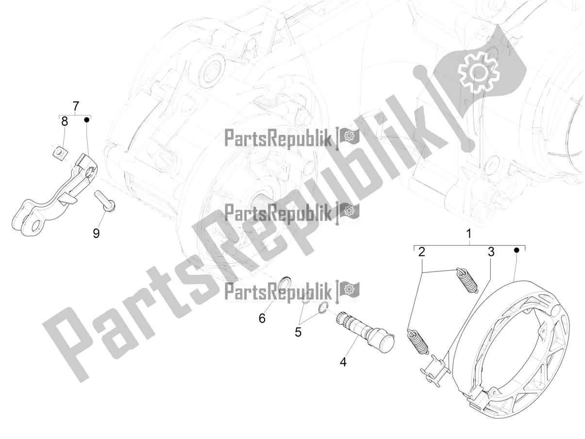 Alle onderdelen voor de Achterrem - Remklauw van de Vespa Primavera 50 4T 3V 2022