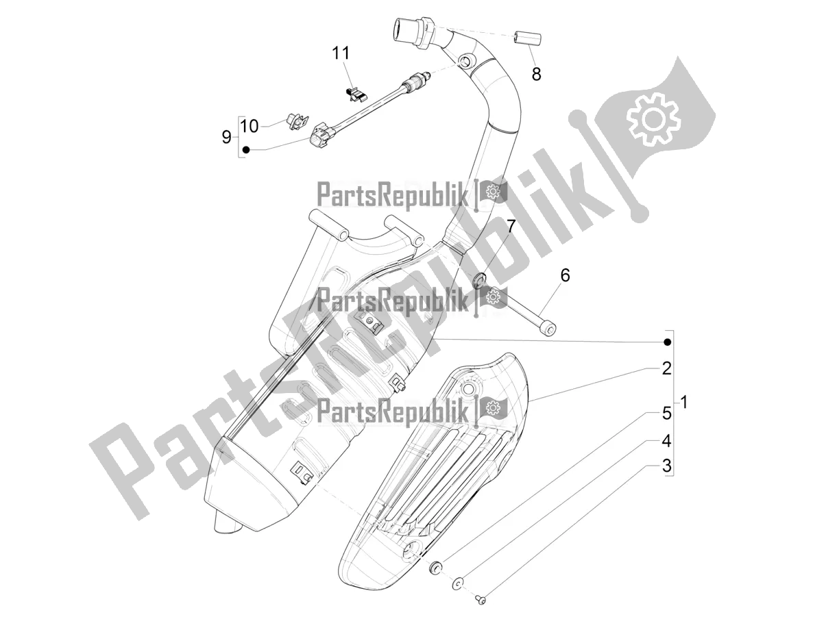 All parts for the Silencer of the Vespa Primavera 50 4T 3V 2022