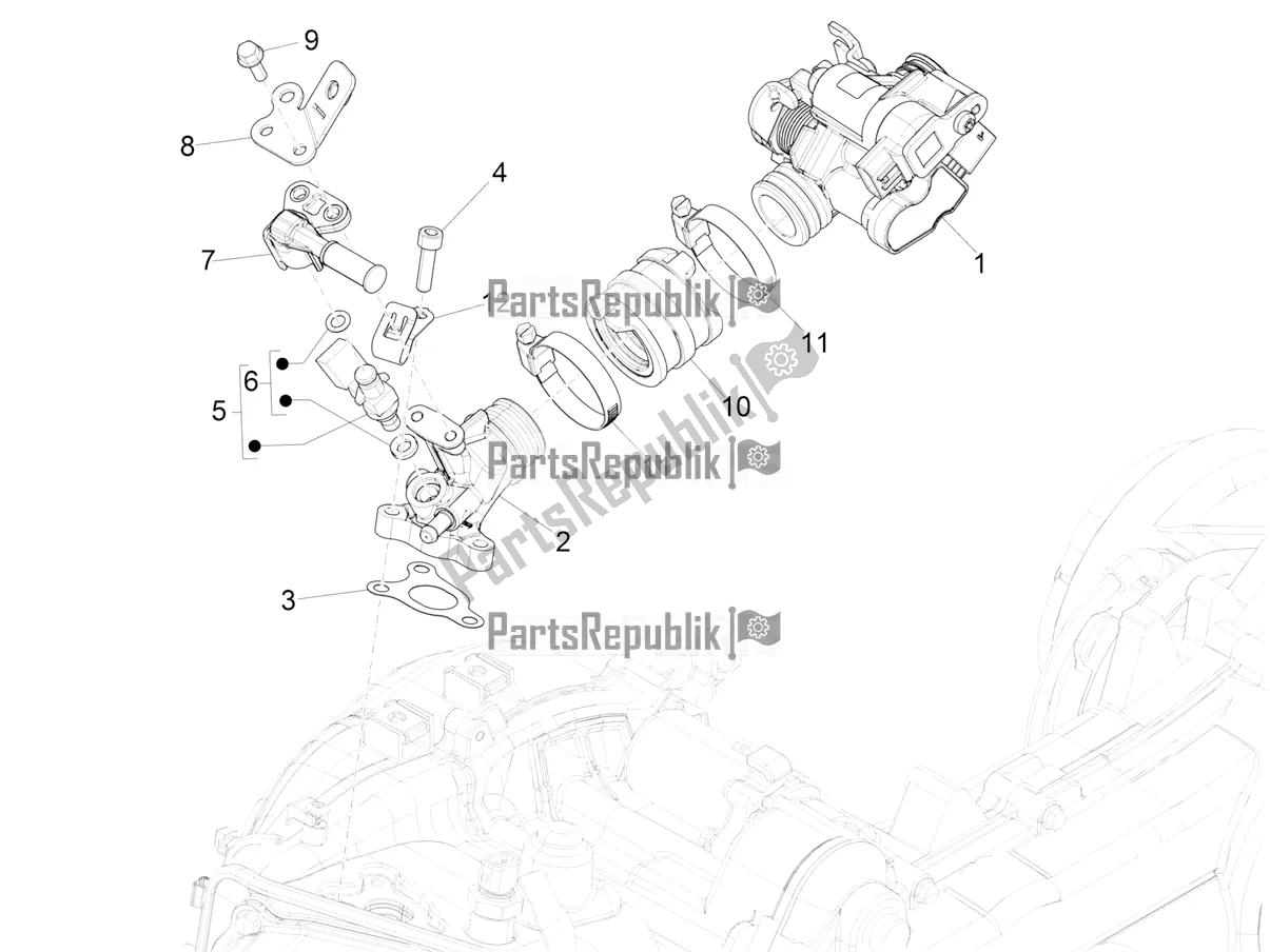 Wszystkie części do Throttle Body - Injector - Induction Joint Vespa Primavera 50 4T 3V 2022