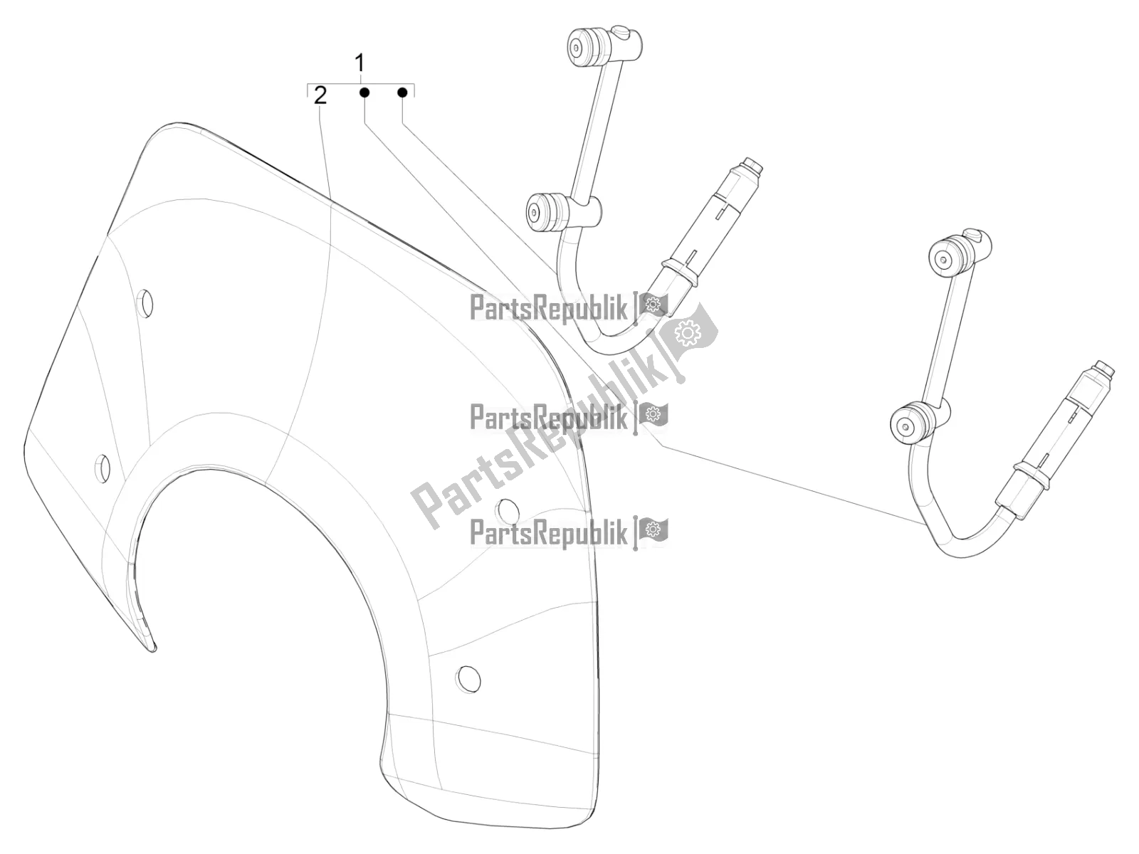 All parts for the Windshield - Glass of the Vespa Primavera 50 4T 3V 2022