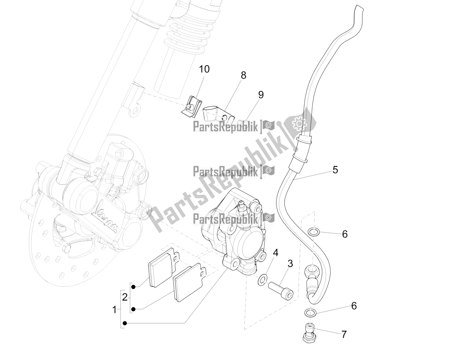 Toutes les pièces pour le Tuyaux De Freins - étriers du Vespa Primavera 50 4T 3V E4 2020