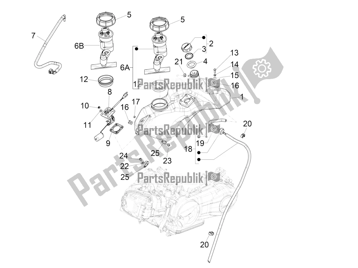 Toutes les pièces pour le Réservoir D'essence du Vespa Primavera 50 4T 3V E4 2020