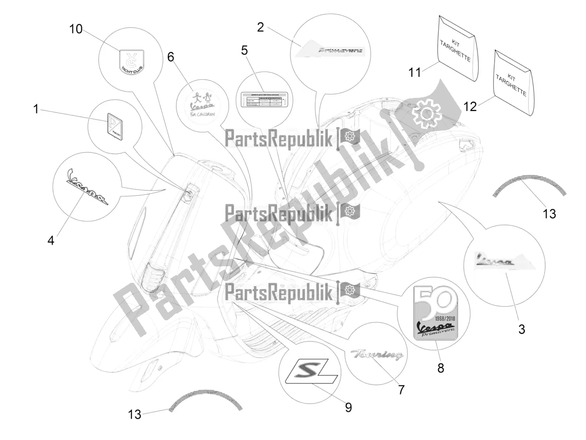 Toutes les pièces pour le Plaques - Emblèmes du Vespa Primavera 50 4T 3V E4 2020