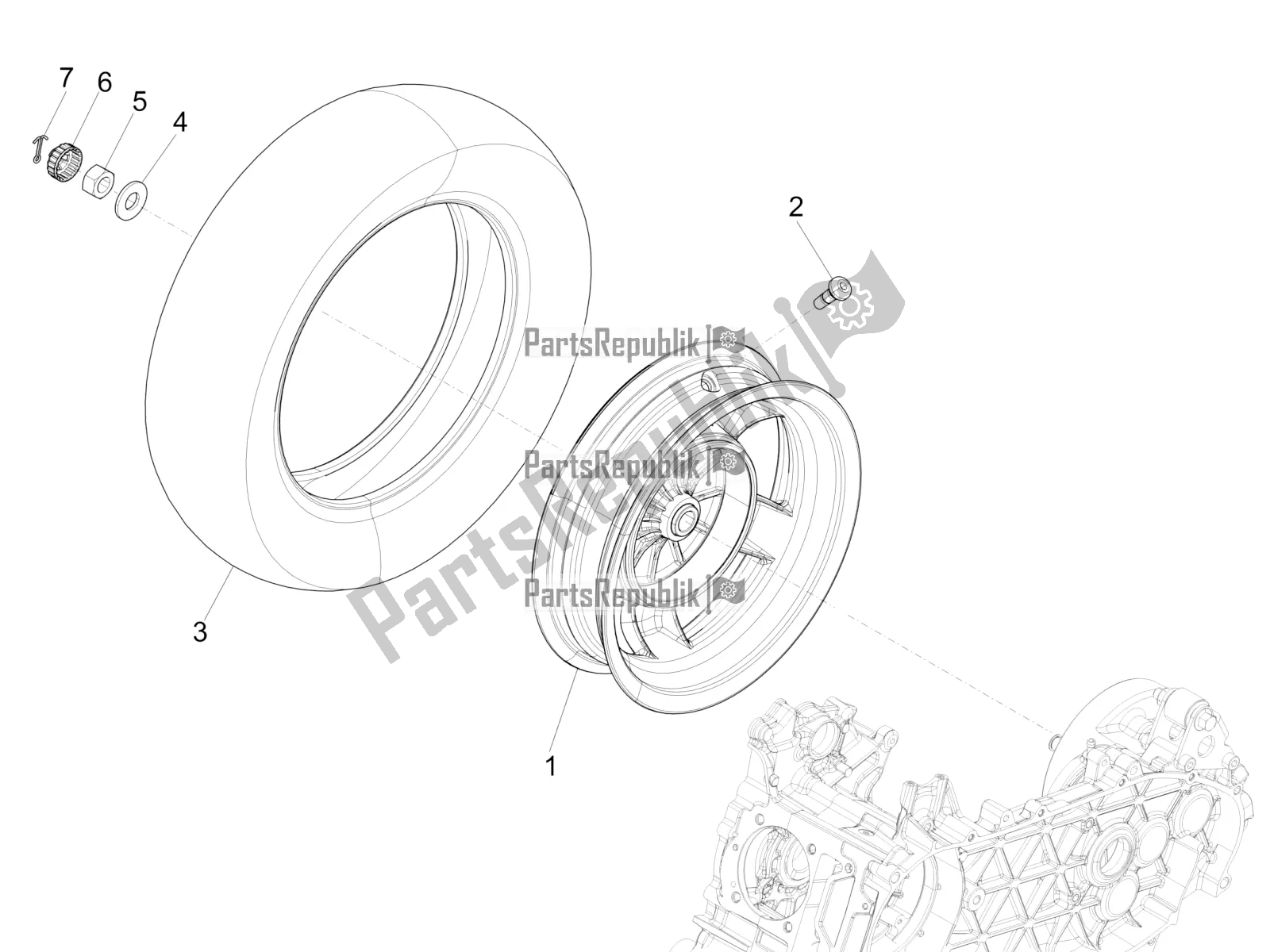 Toutes les pièces pour le Roue Arrière du Vespa Primavera 50 4T 3V E4 2020