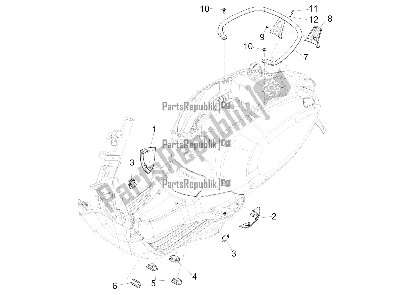 Toutes les pièces pour le Couvercle Latéral - Spoiler du Vespa Primavera 50 4T 3V E4 2020