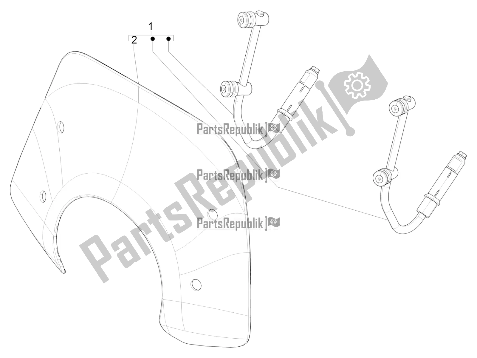 All parts for the Windshield - Glass of the Vespa Primavera 50 4T 3V E4 2020