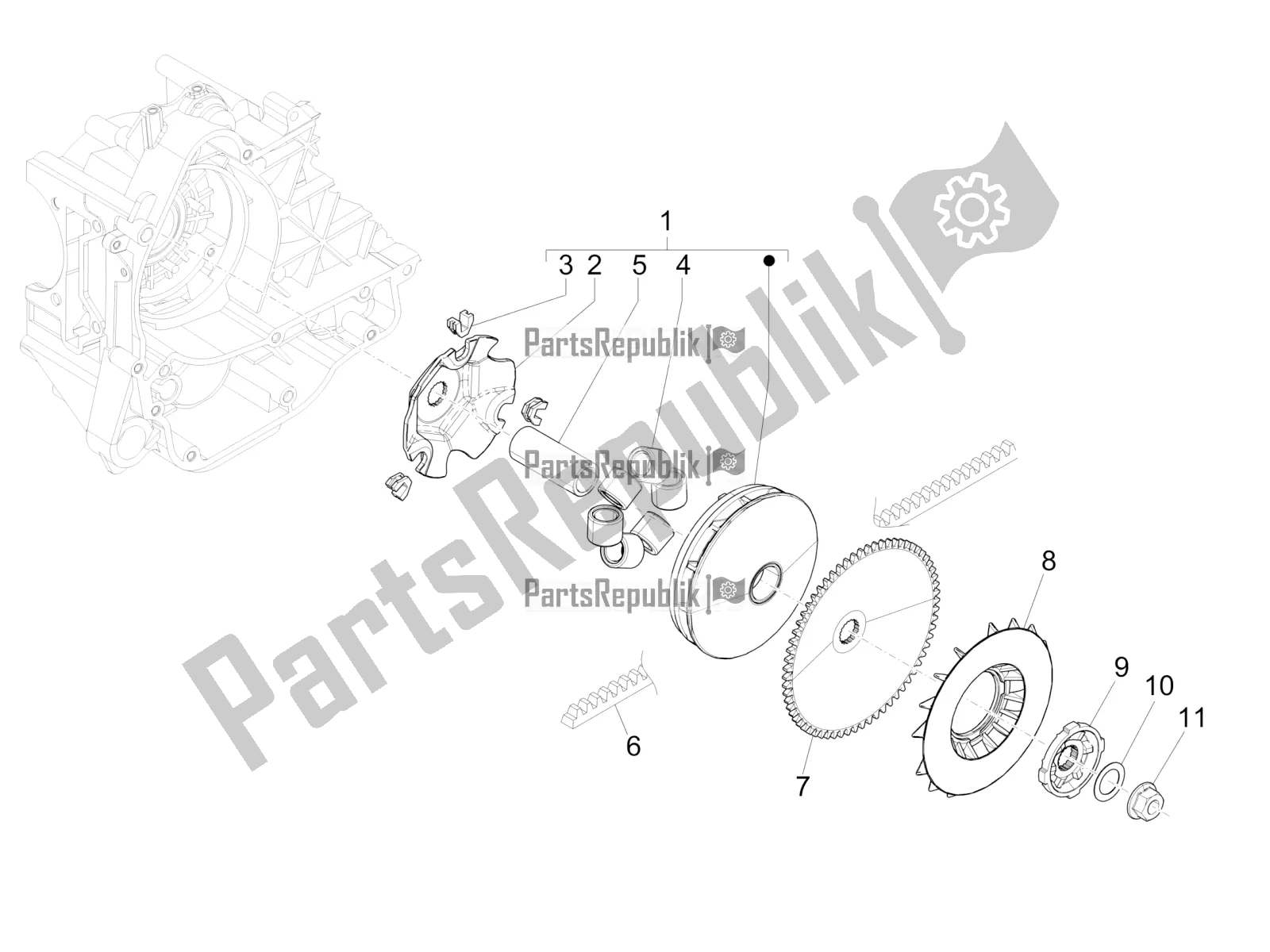 Todas las partes para Polea Motriz de Vespa Primavera 50 4T 3V USA 2019