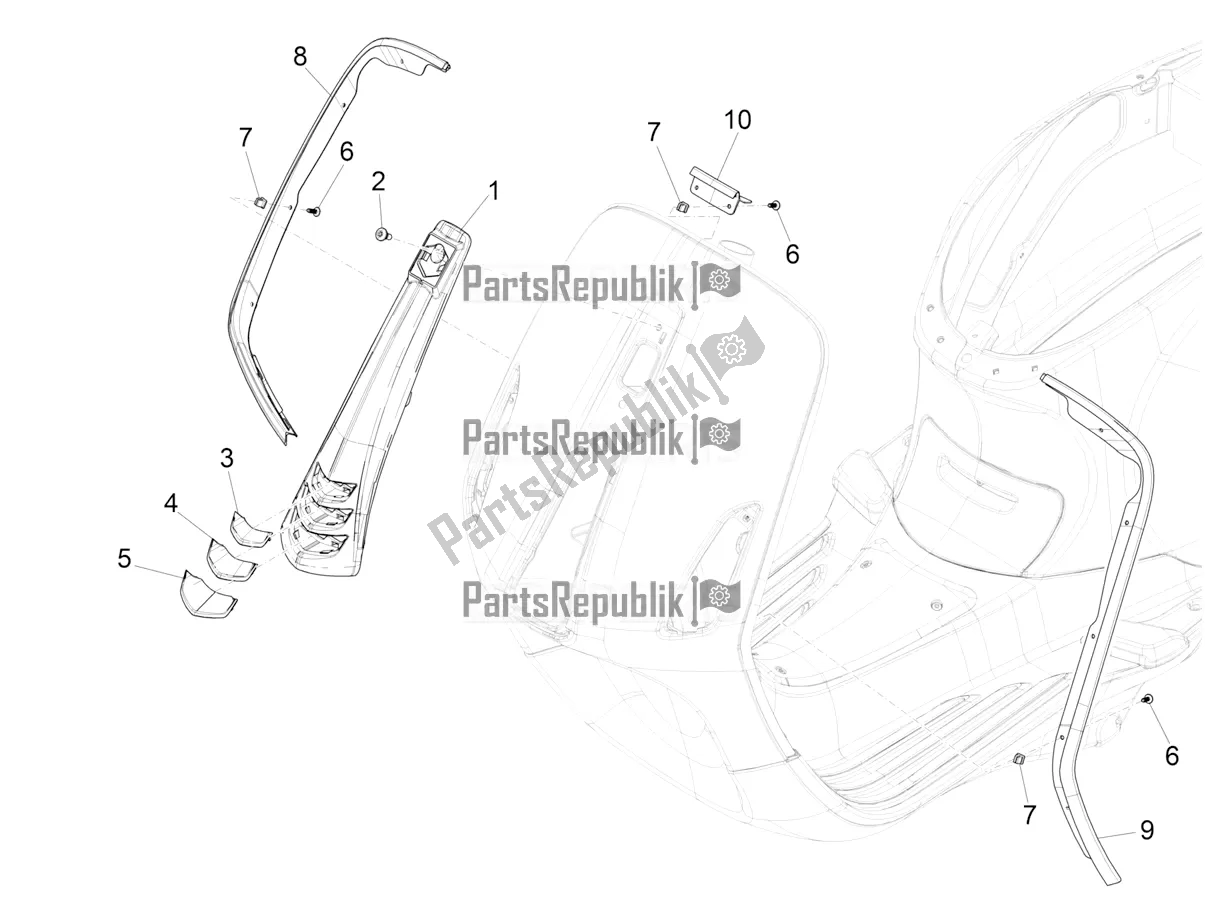 Toutes les pièces pour le Bouclier Avant du Vespa Primavera 50 4T 3V USA 2019