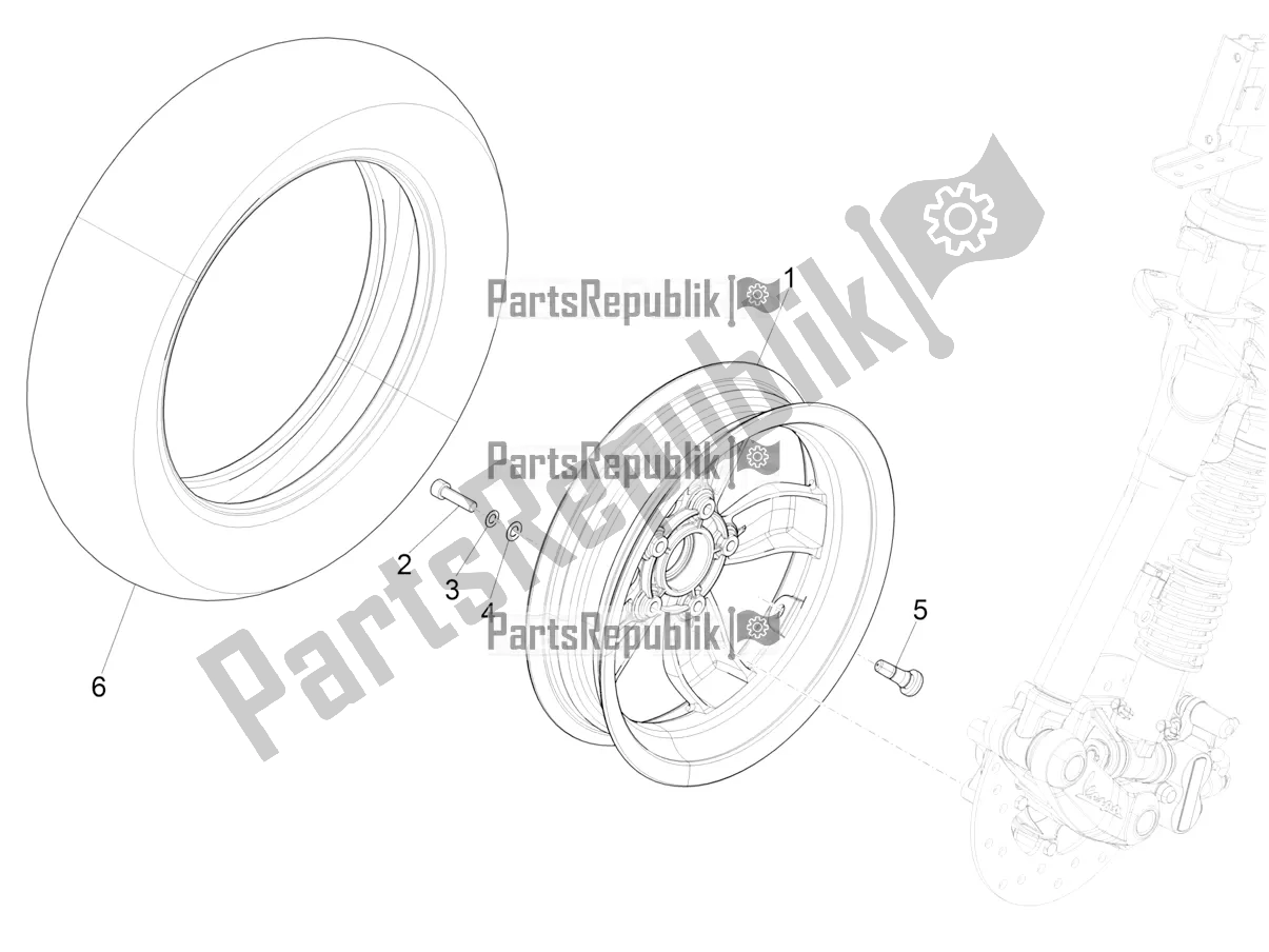 Todas las partes para Rueda Delantera de Vespa Primavera 50 4T 3V USA 2019