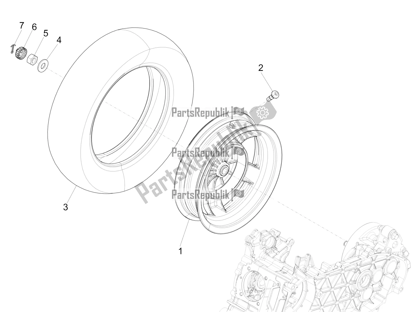 Toutes les pièces pour le Roue Arrière du Vespa Primavera 50 4T 3V USA 2019