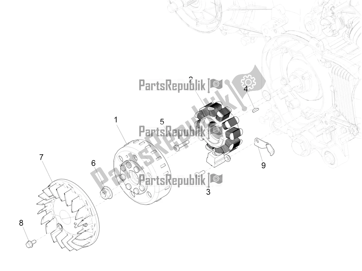 Wszystkie części do Magneto Ko? A Zamachowego Vespa Primavera 50 4T 3V USA 2020