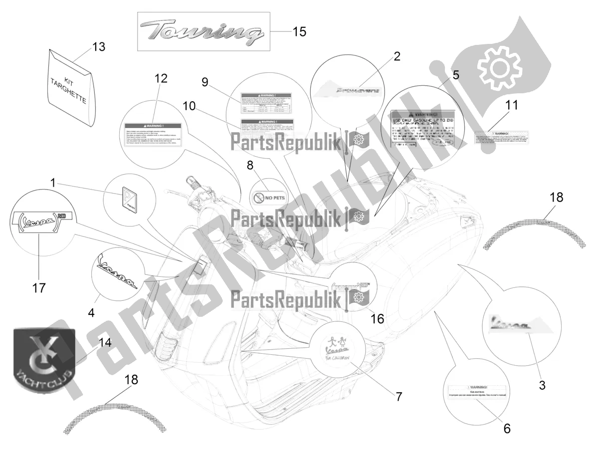 Toutes les pièces pour le Plaques - Emblèmes du Vespa Primavera 50 4T 3V USA 2020