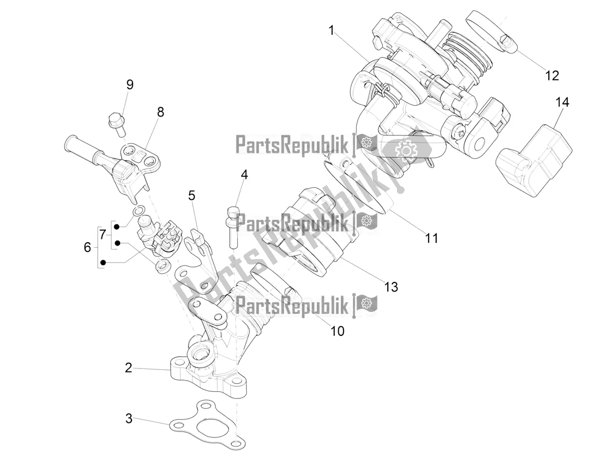 Alle onderdelen voor de Throttle Body - Injector - Induction Joint van de Vespa Primavera 50 4T 3V USA 2020