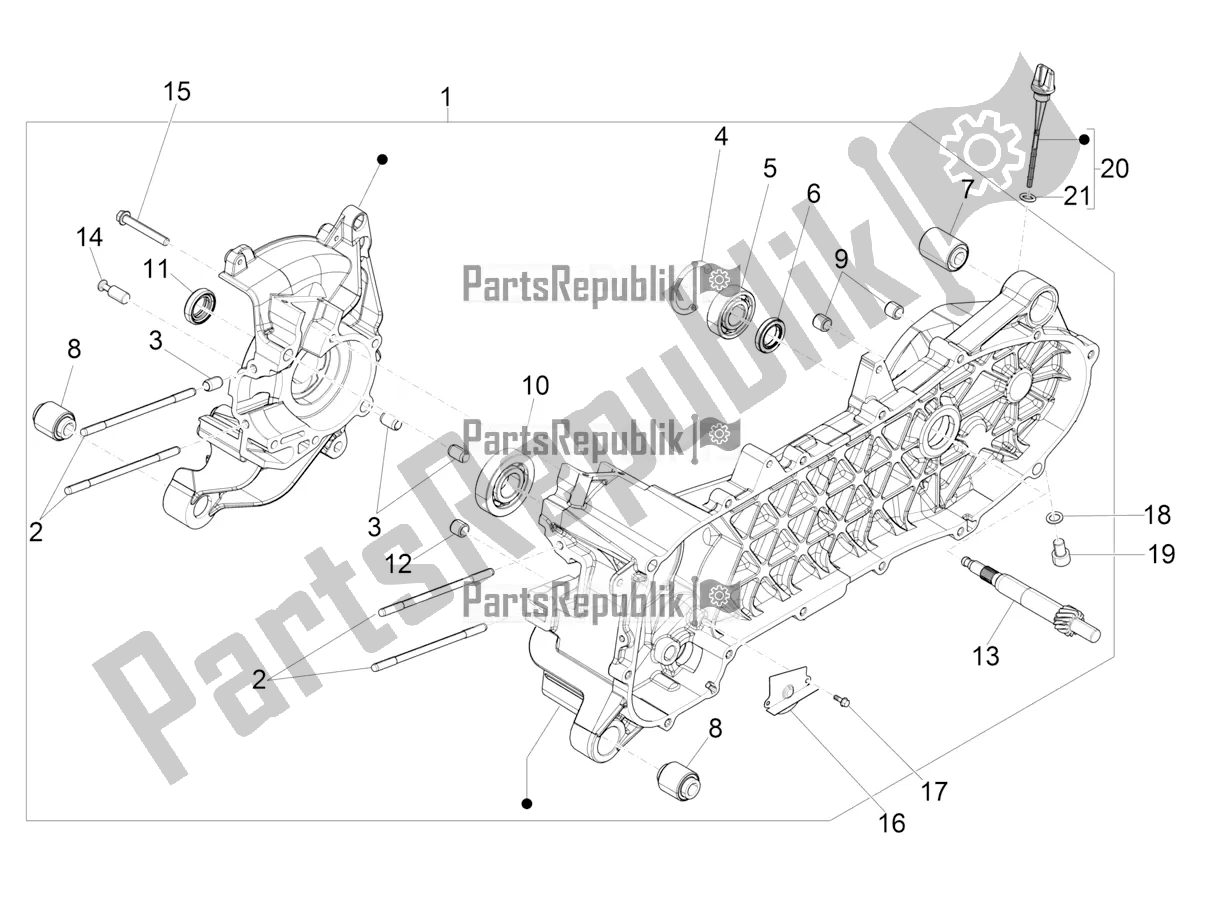 Todas las partes para Caja Del Cigüeñal de Vespa Primavera 50 4T 3V USA 2021