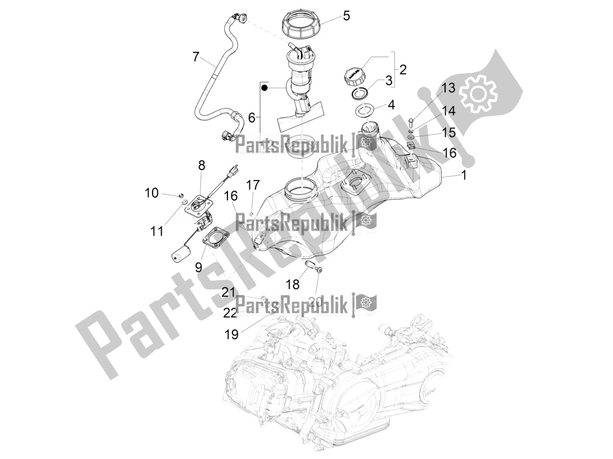 Toutes les pièces pour le Réservoir D'essence du Vespa Primavera 50 4T 3V USA 2021