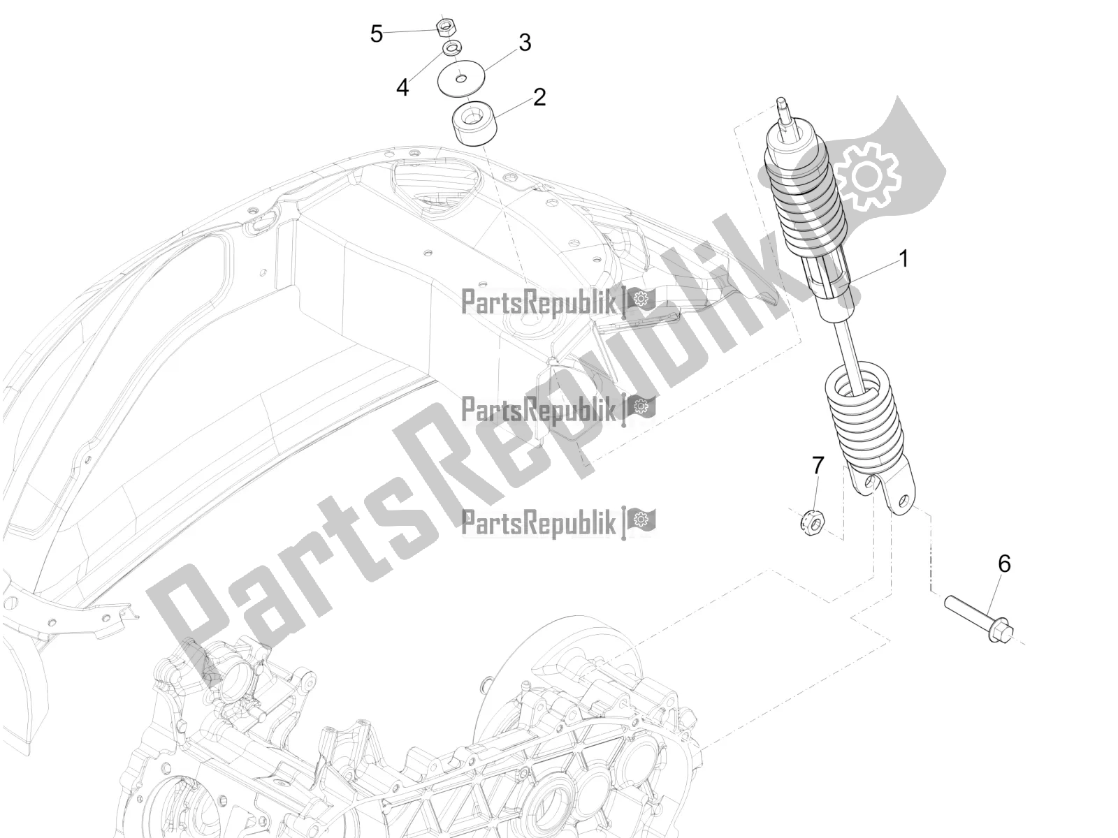 Todas las partes para Suspensión Trasera - Amortiguador / S de Vespa Primavera 50 4T 3V USA 2022