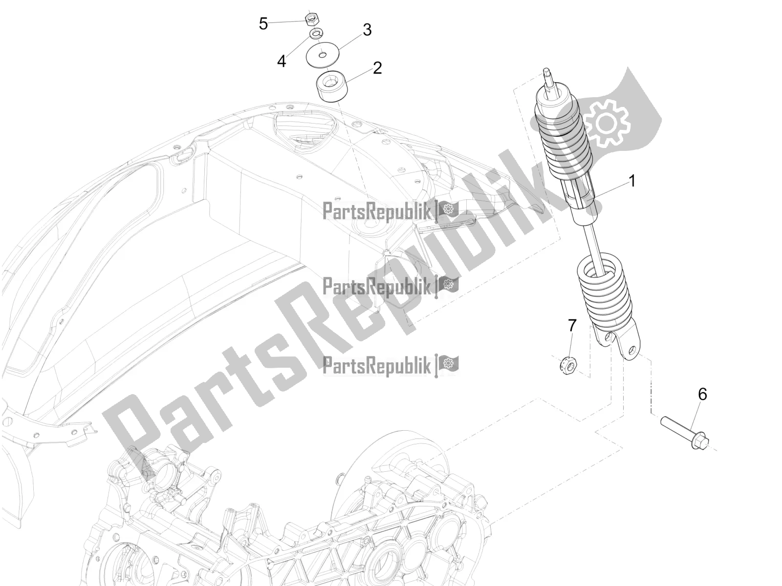 Toutes les pièces pour le Suspension Arrière - Amortisseur / S du Vespa Primavera 50 4T 3V USA 2022