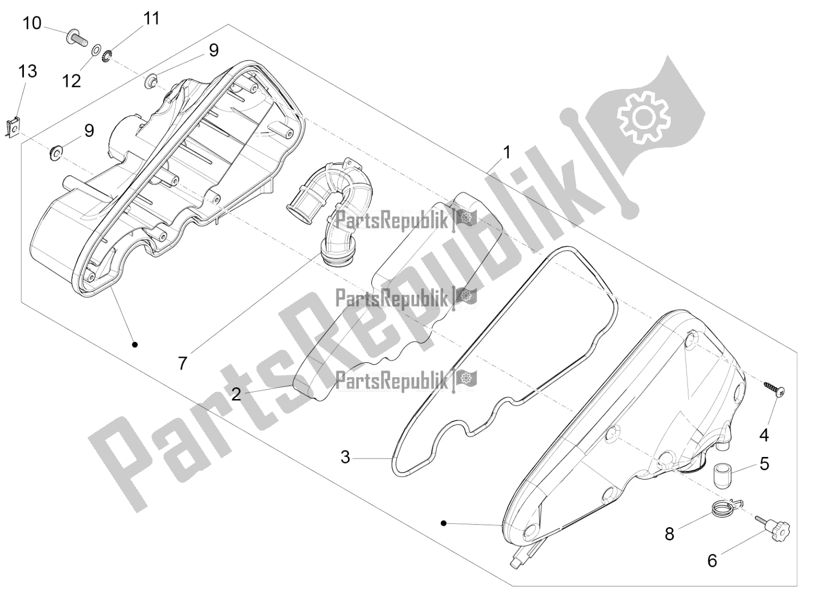 Toutes les pièces pour le Filtre à Air du Vespa Primavera 50 4T 4V 2016