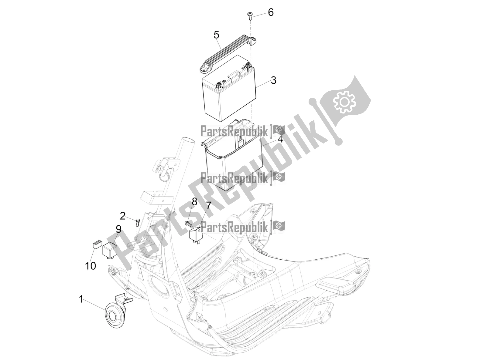 All parts for the Remote Control Switches - Battery - Horn of the Vespa Primavera 50 4T 4V 2016