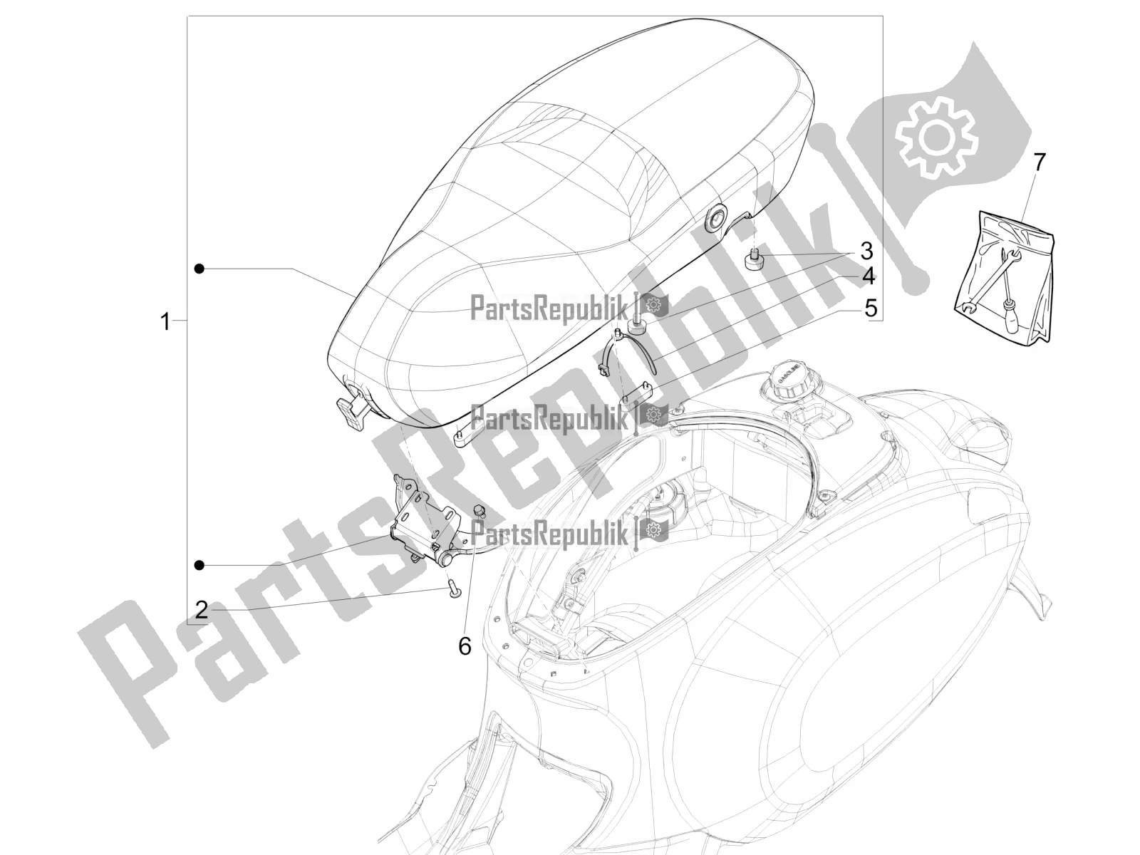 Tutte le parti per il Sella / Sedili del Vespa Primavera 50 4T 4V 2016