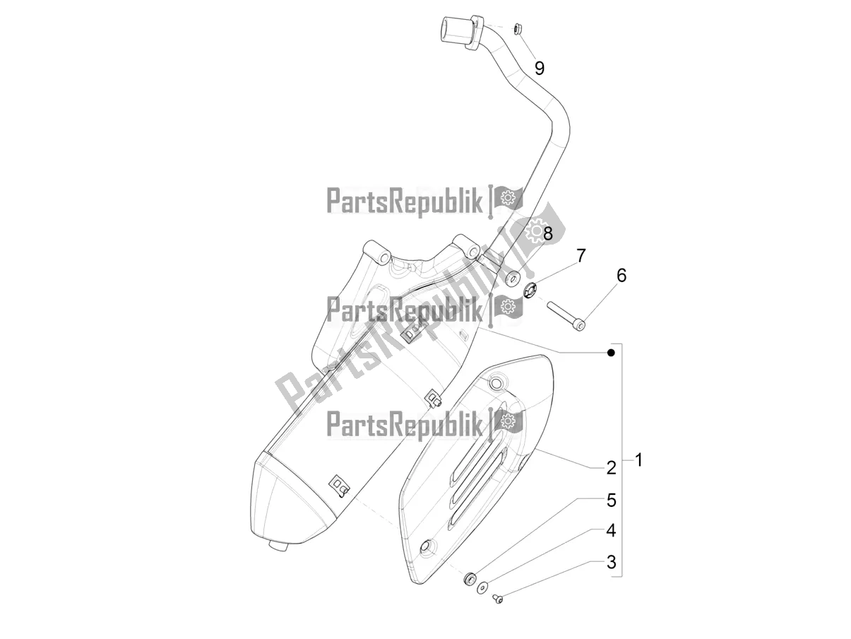 Toutes les pièces pour le Silencieux du Vespa Primavera 50 4T 4V 2016