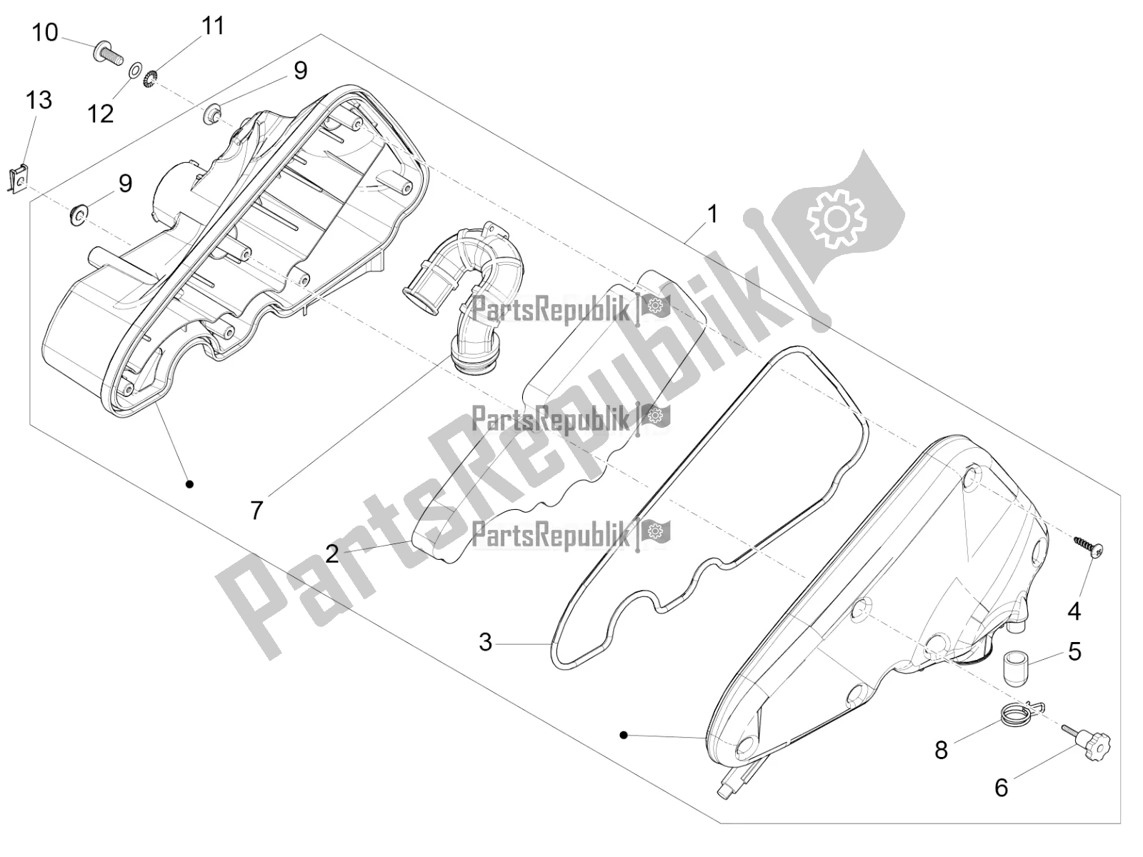 Toutes les pièces pour le Filtre à Air du Vespa Primavera 50 4T 4V 2017