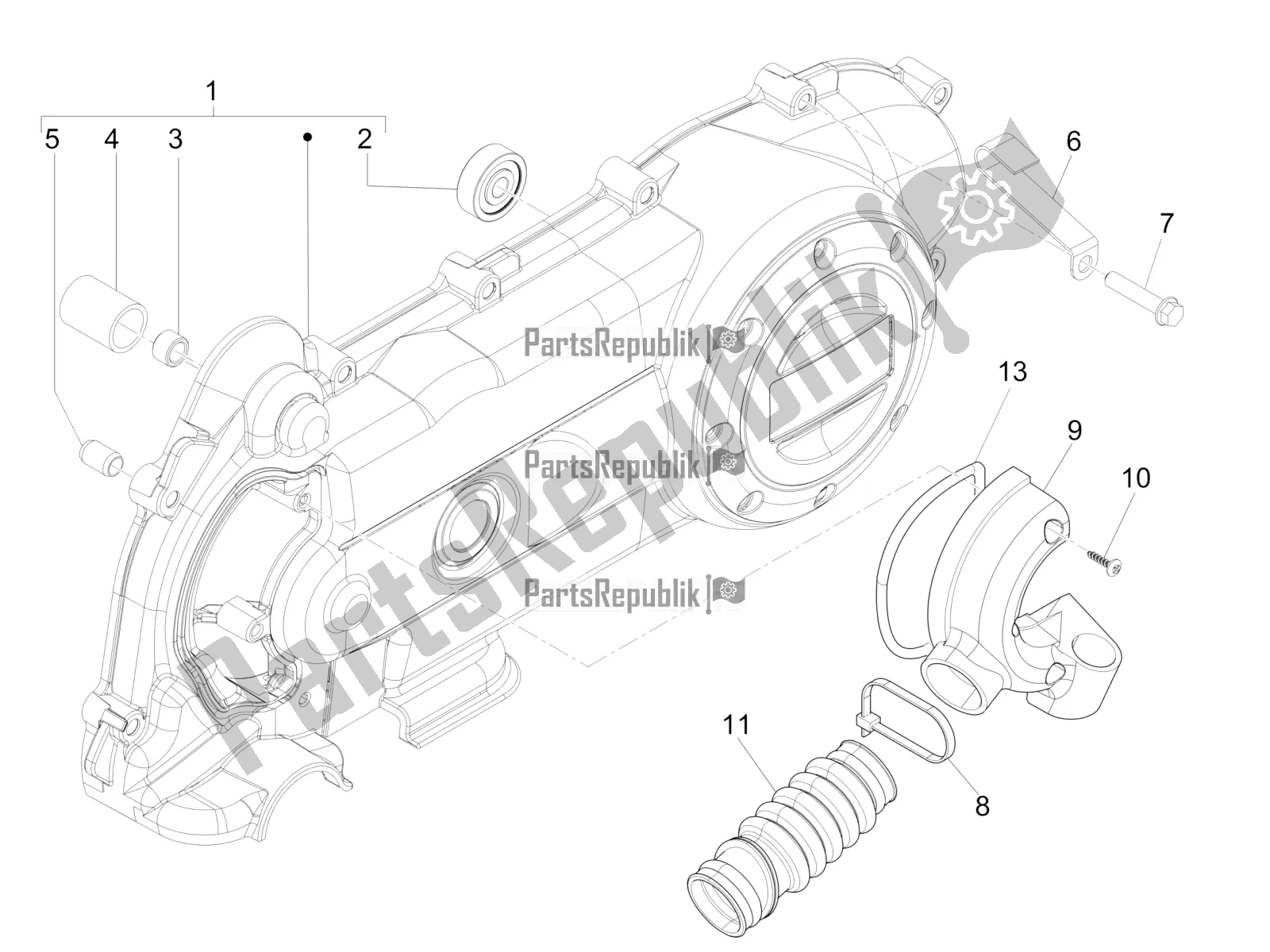 Tutte le parti per il Coperchio Del Carter - Raffreddamento Del Carter del Vespa Primavera 50 4T 4V 2017