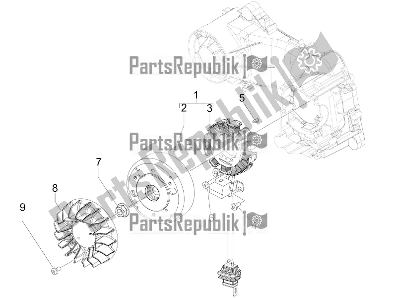 All parts for the Flywheel Magneto of the Vespa Primavera 50 4T 4V 2017