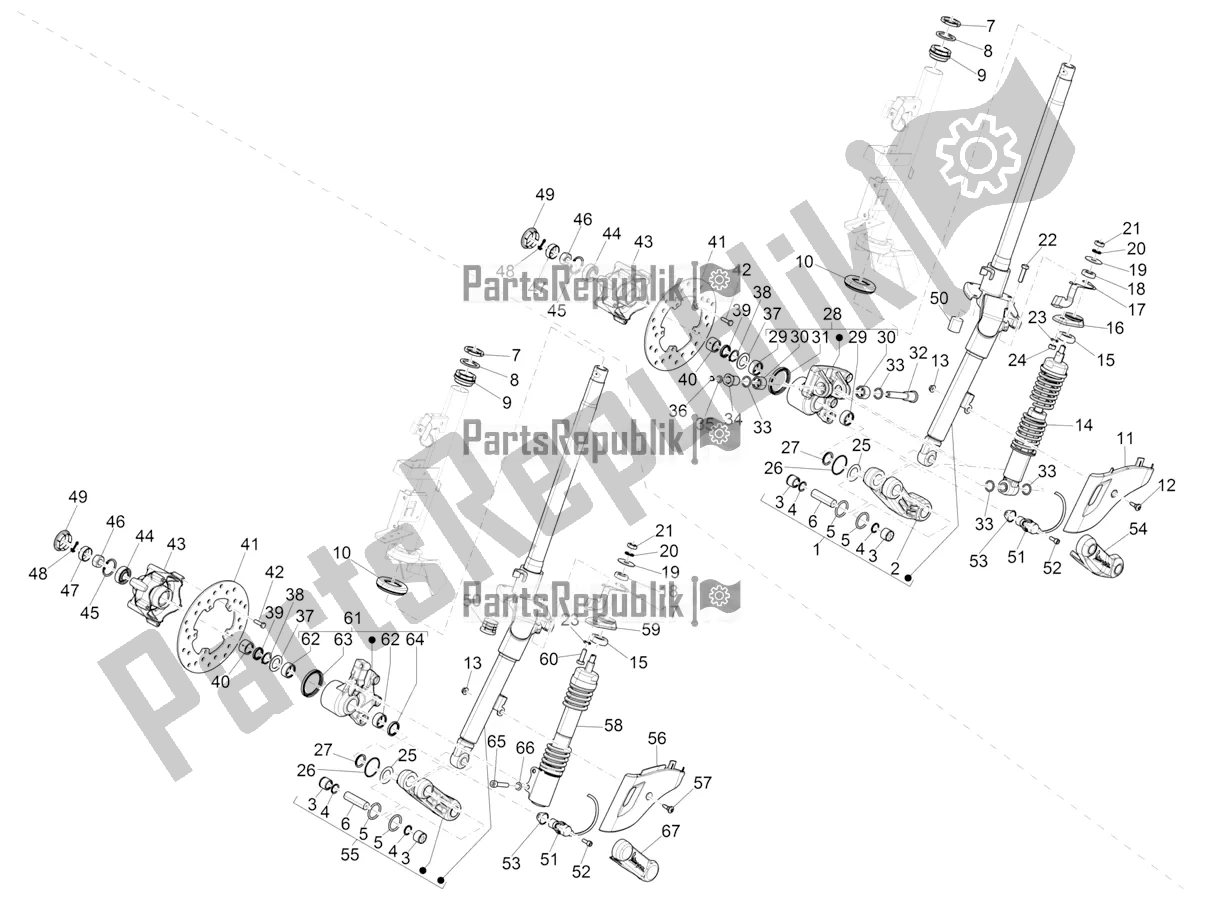 Toutes les pièces pour le Fourche / Tube De Direction - Palier De Direction du Vespa Primavera 50 4T 4V 2017