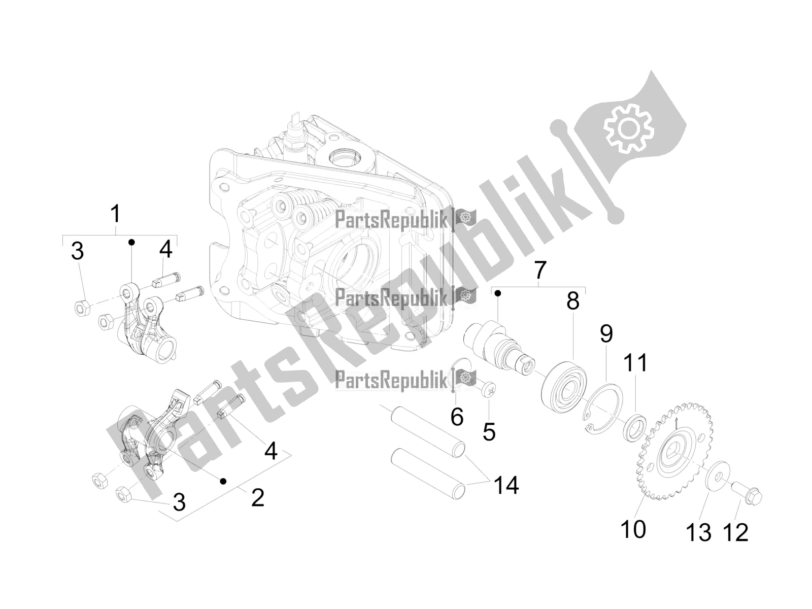Toutes les pièces pour le Leviers à Bascule Support Unité du Vespa Primavera 50 4T 4V 2017